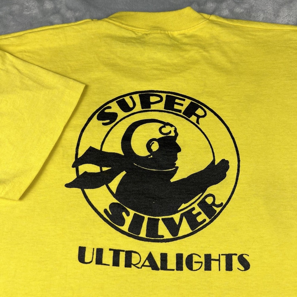 Vintage 90s Ultralight Aircraft T‎ Shirt Adult Large Yellow Aviator Quicksilver